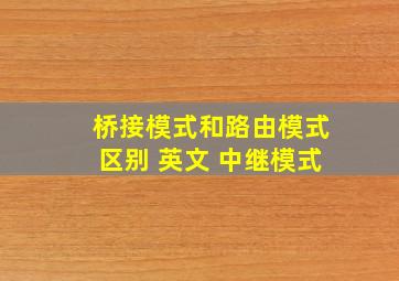 桥接模式和路由模式区别 英文 中继模式